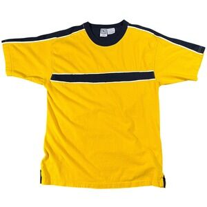 Club Athlete Yellow Navy Blue Striped Short Sleeve Tee M